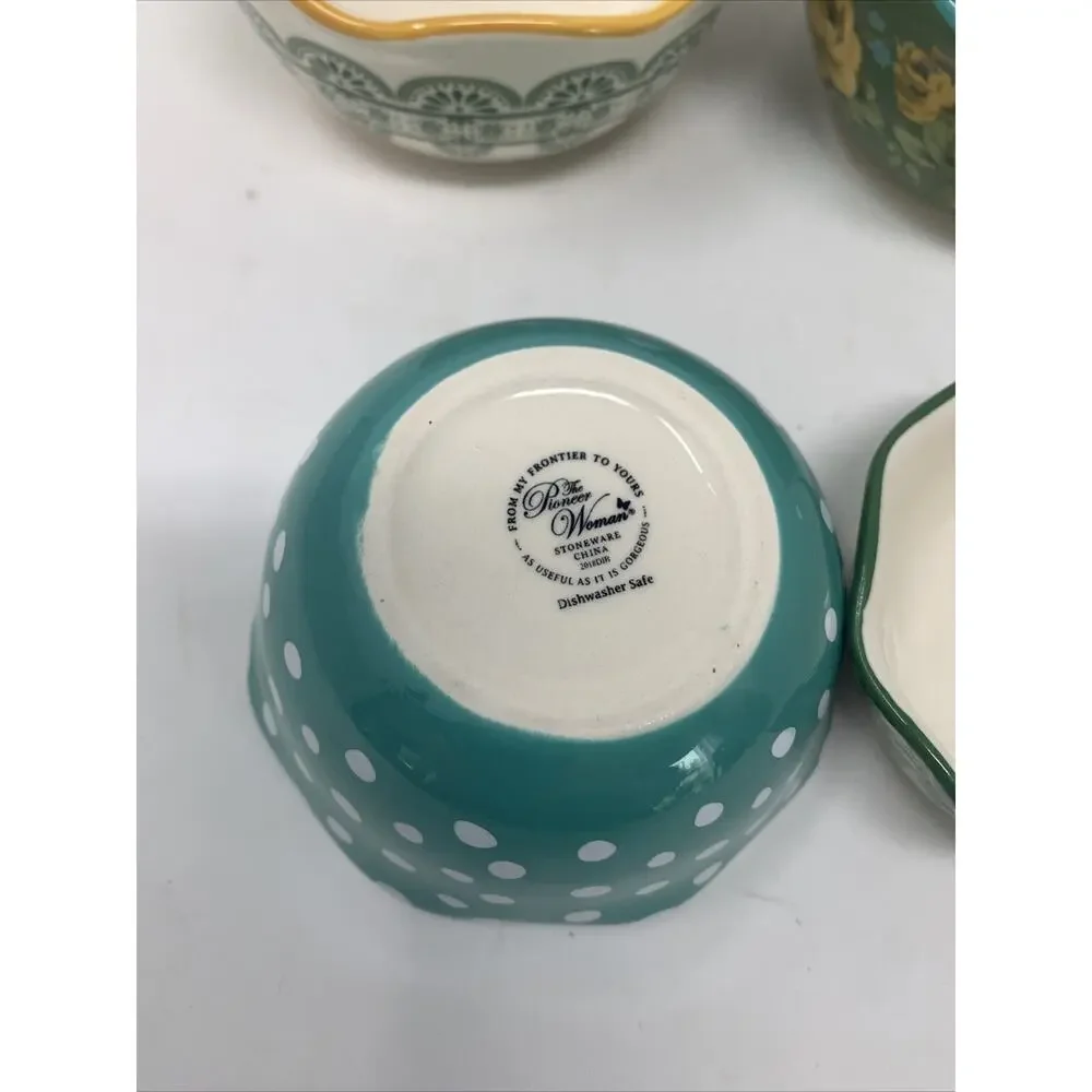 Vintage The Pioneer Woman Speckle Frontier Rose Shadow Measuring Bowls Set of 4 - Picture 4 of 8